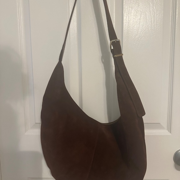 MADEWELL Suede Slouch Sling Bag in Dark Brown Suede - Picture 3 of 5